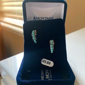 Montana silver turquoise hoops